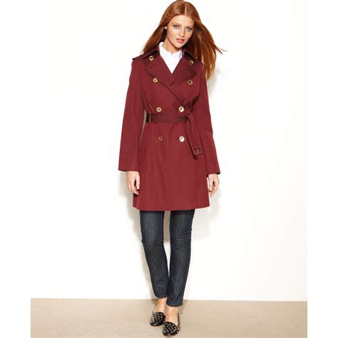 michael kors burgundy raincoat|michael kors raincoat with hood.